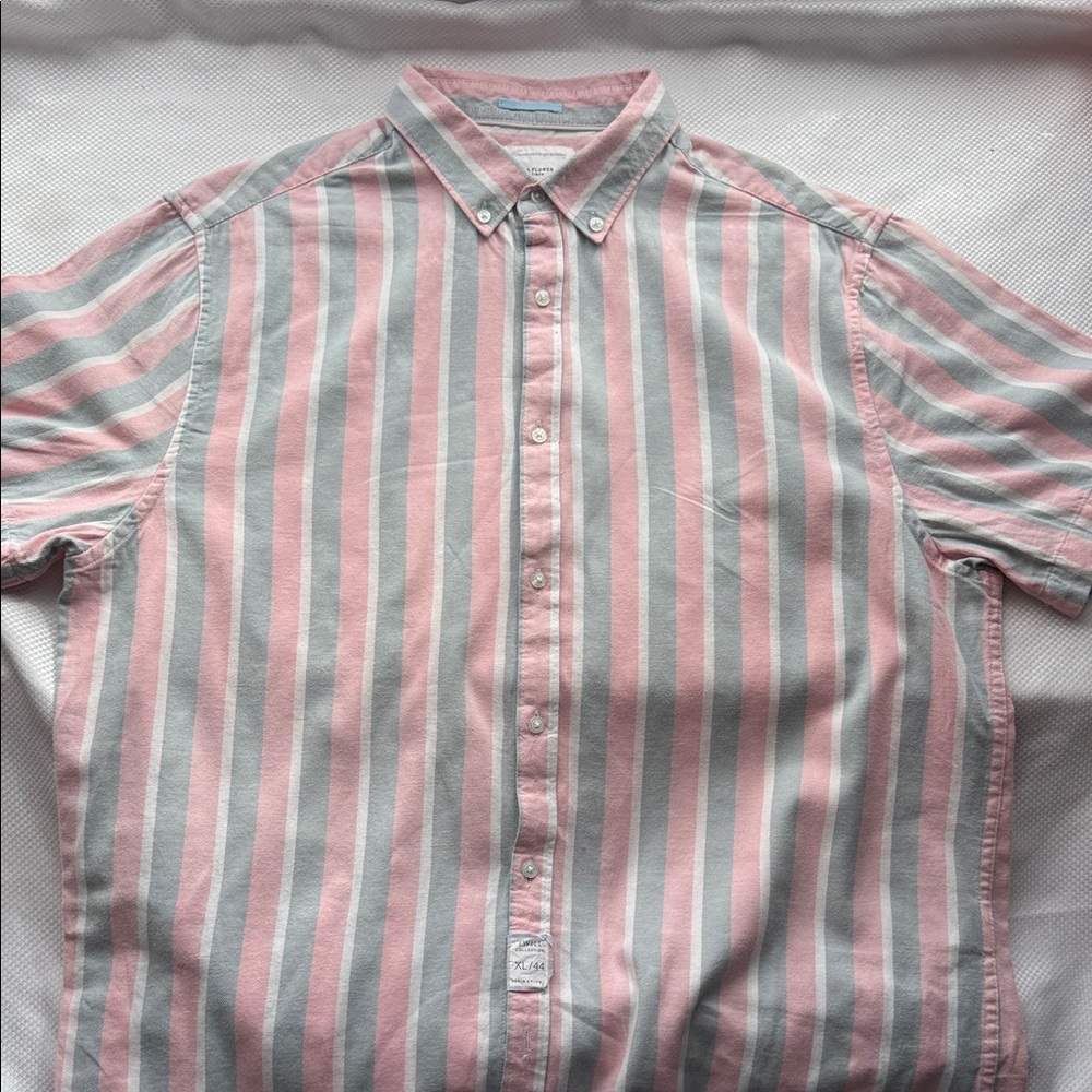 Men's Denim & Flower- Striped Button-Down Shirt - XL